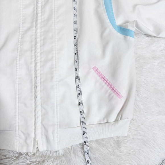 Vintage White Pastel Pink Blue Full Zip Jacket Size Large - Picture 6 of 7
